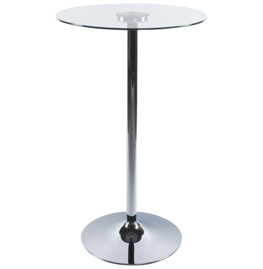 Table Restaurant Diam 65 Cm Plateau Verre Et Pied Metal Chrome